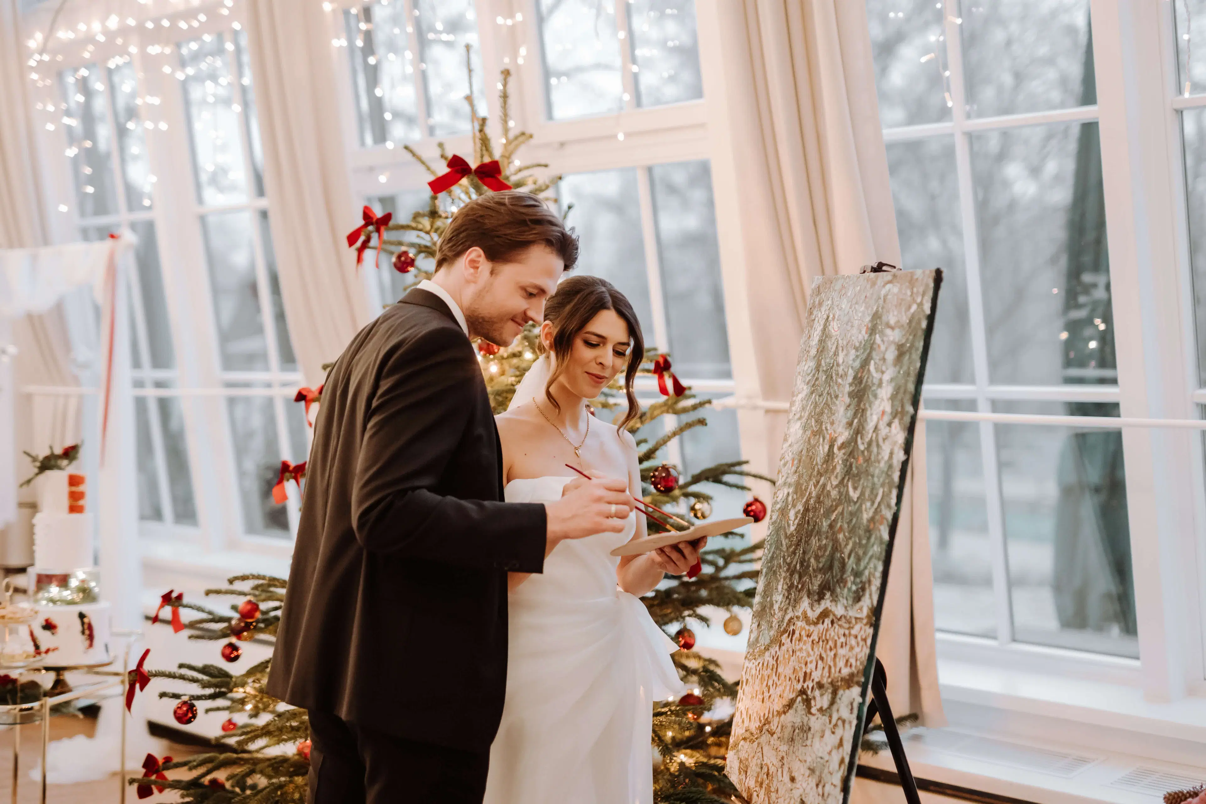 Künstlerisches Live-Painting, besonderes Highlight der Winterhochzeit
